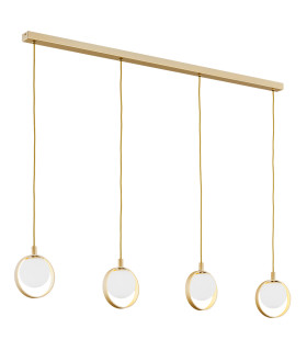 Saturnia Bar Pendant Ceiling 4 Light Opal Matt Gold-1