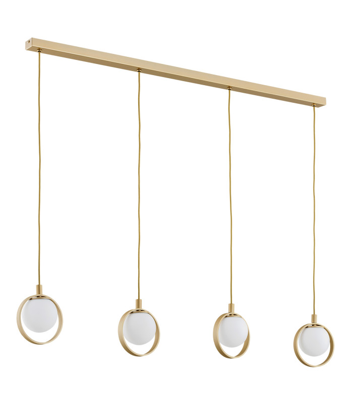 Saturnia Bar Pendant Ceiling 4 Light Opal Matt Gold-2