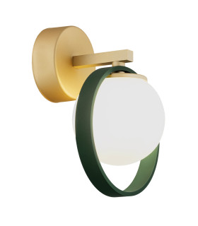 Saturnia Wall Lamp Opal Matt Green Gold-1