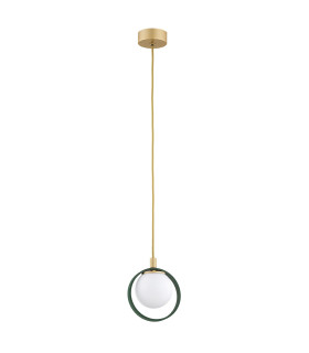 Saturnia Globe Pendant Ceiling Light Opal Matt Green Gold-2