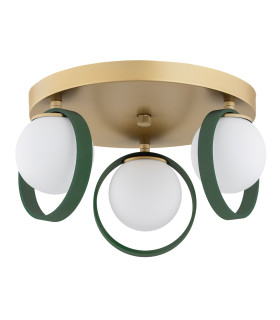 Saturnia Globe Ceiling 3 Light Opal Matt Green Gold-2