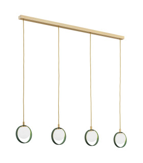 Saturnia Bar Pendant Ceiling 4 Light Opal Matt Green Gold-1