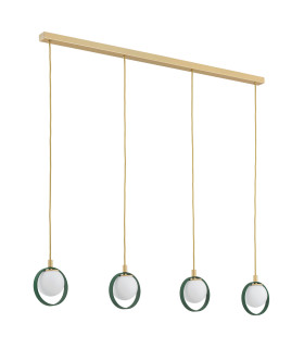Saturnia Bar Pendant Ceiling 4 Light Opal Matt Green Gold-2