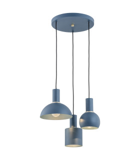 Sines Cluster Pendant Ceiling 3 Light Navy Blue Structure Brass Elements-1