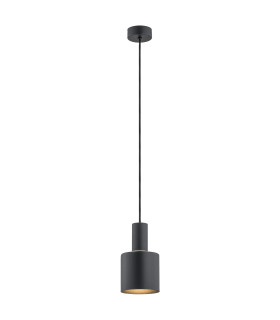 Sines 12cm Dome Pendant Ceiling Light Black Structure Brass Elements-1