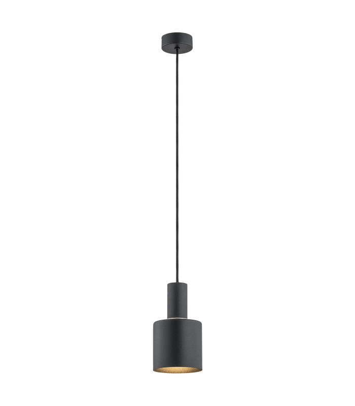 Sines 12cm Dome Pendant Ceiling Light Black Structure Brass Elements-1