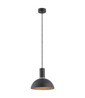 Sines 22cm Dome Pendant Ceiling Light Black Structure Brass Elements-1