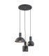 Sines Cluster Pendant Ceiling 3 Light Black Structure Brass Elements-1