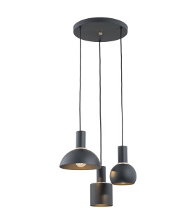 Sines Cluster Pendant Ceiling 3 Light Black Structure Brass Elements-1