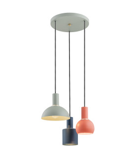 Sines Cluster Pendant Ceiling 3 Light Mix (Siege Coral Black) Structure Brass Elements-1
