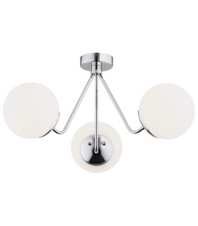 Tomar Globe Ceiling 3 Light Opal Matt Chrome-1