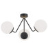 Tomar Globe Ceiling 3 Light Opal Matt Black Structure Brass Elements-1