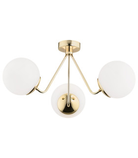 Tomar Globe Ceiling 3 Light Opal Matt Brass Steel-1
