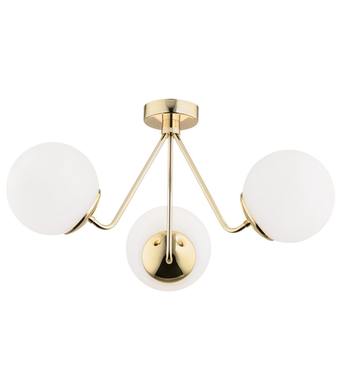 Tomar Globe Ceiling 3 Light Opal Matt Brass Steel-1
