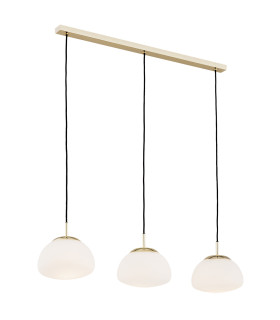 Trini Bar Pendant Ceiling 3 Light Opal Matt Brass Steel-1