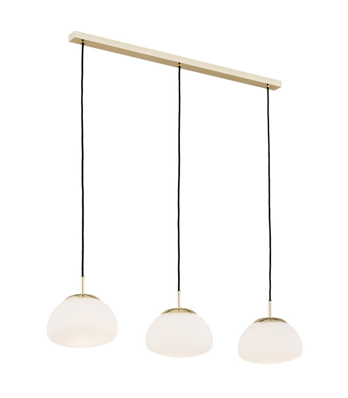 Trini Bar Pendant Ceiling 3 Light Opal Matt Brass Steel-1