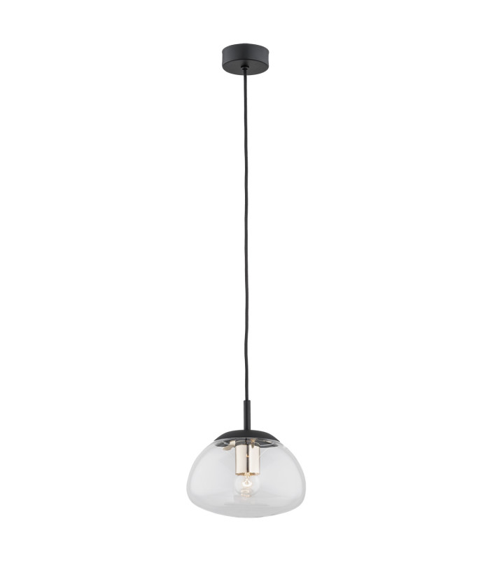 Trini Globe 20cm Pendant Ceiling Light Transparent Black Matt Brass Elements-1