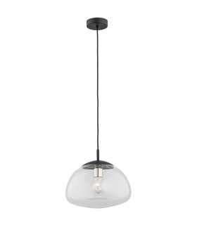 Trini Globe 30cm Pendant Ceiling Light Transparent Black Matt Brass Elements-1