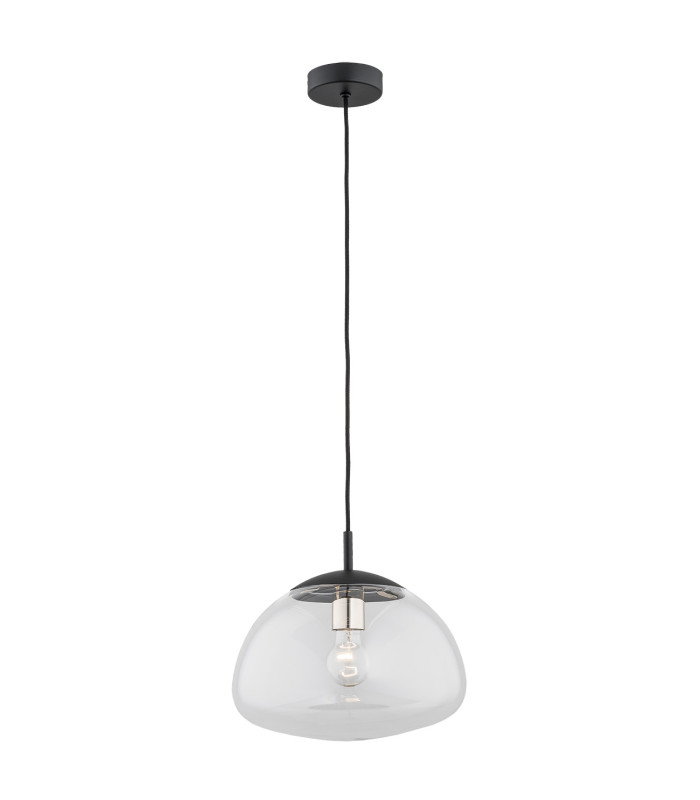 Trini Globe 30cm Pendant Ceiling Light Transparent Black Matt Brass Elements-1