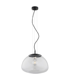 Trini Globe 40cm Pendant Ceiling Light Transparent Black Matt Brass Elements-1