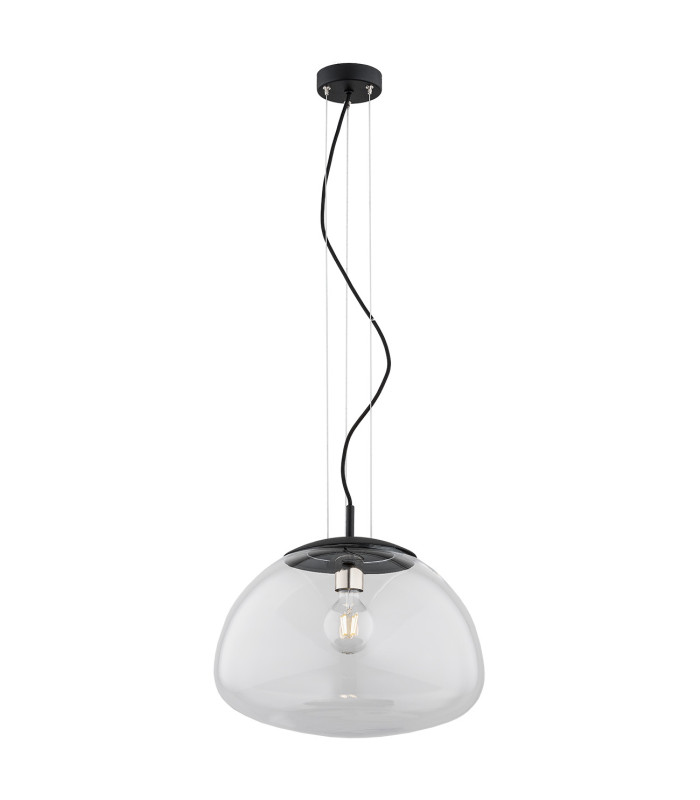 Trini Globe 40cm Pendant Ceiling Light Transparent Black Matt Brass Elements-1