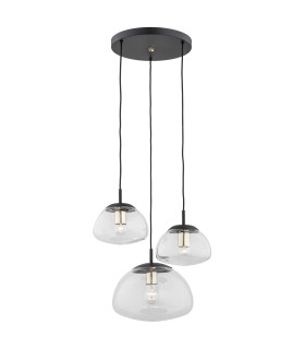 Trini Cluster Pendant Ceiling 3 Light Transparent Black Matt Brass Elements-1