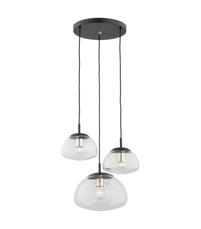 Trini Cluster Pendant Ceiling 3 Light Transparent Black Matt Brass Elements-1
