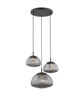 Trini Cluster Pendant Ceiling 3 Light Smoky Black Matt