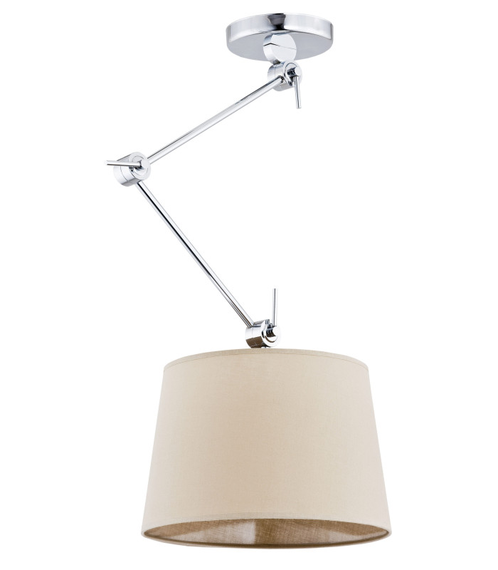 Zakyntos Cylindrical Pendant Ceiling Light Beige Chrome-1