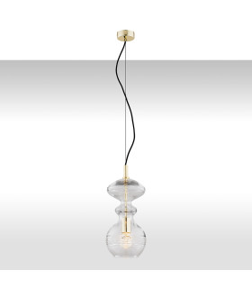 Bilbao I Dome Pendant Ceiling Light Transparent Brass Steel-1