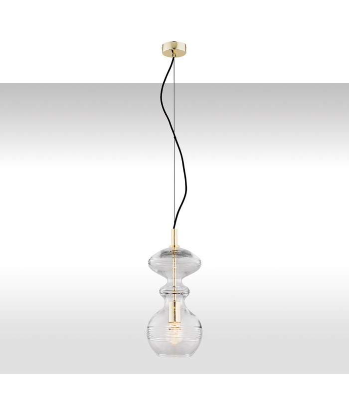 Bilbao I Dome Pendant Ceiling Light Transparent Brass Steel-1