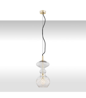 Bilbao II Dome Pendant Ceiling Light Transparent Brass Steel-1