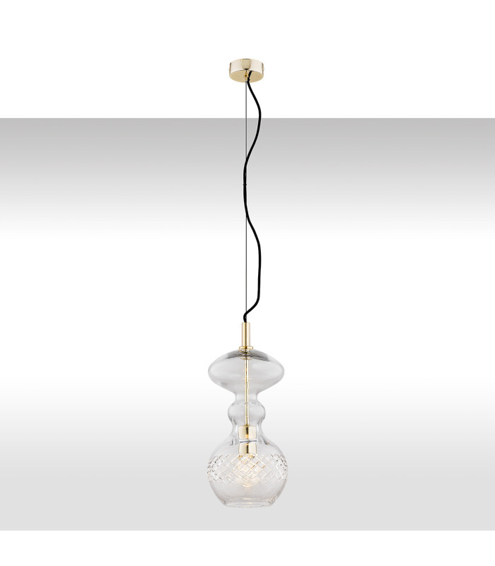 Bilbao II Dome Pendant Ceiling Light Transparent Brass Steel-1