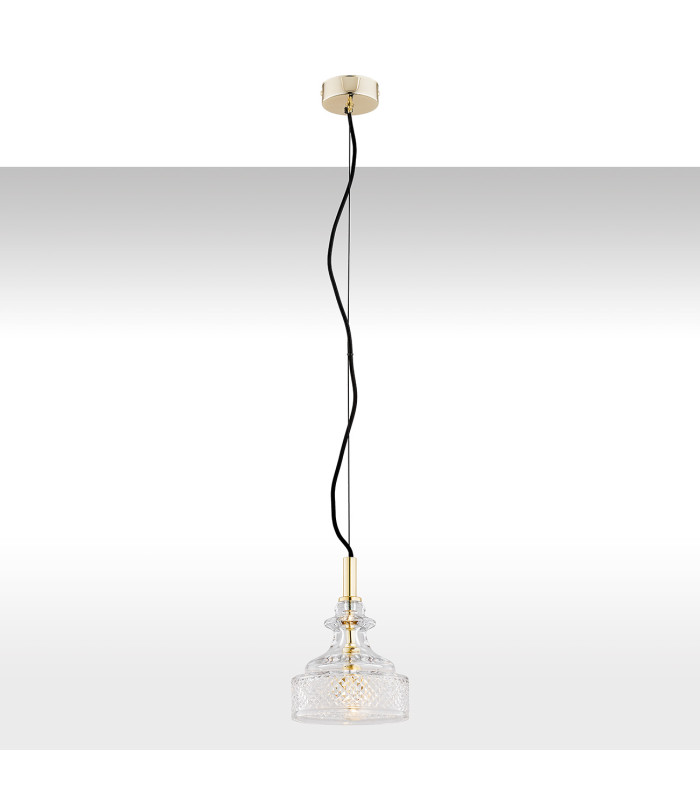 Cruz Dome Pendant Ceiling Light Transparent Brass Steel-1