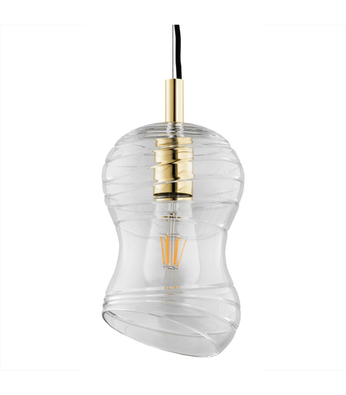 Deportivo Dome Pendant Ceiling Light Transparent Brass Steel-3