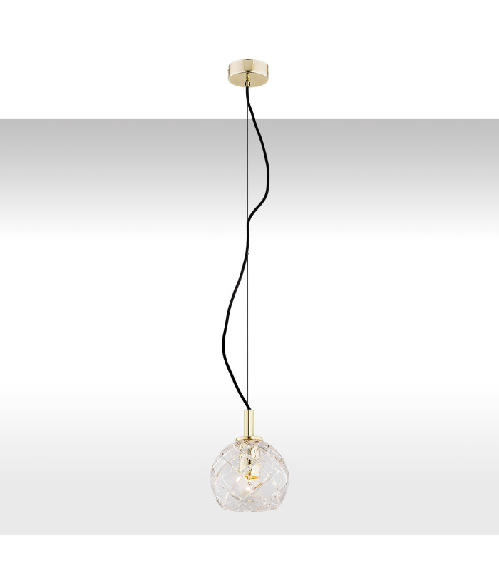 Oviedo Dome Pendant Ceiling Light Transparent Brass Steel-1