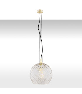 Oviedo Globe Pendant Ceiling Light Transparent Brass Steel-1
