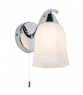 1 Light Wall Light Chrome with Opal Glass Shade, E14 - 1