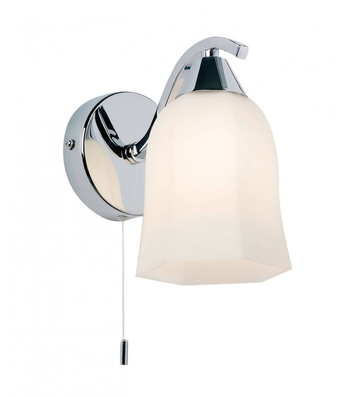 1 Light Wall Light Chrome with Opal Glass Shade, E14 - 1