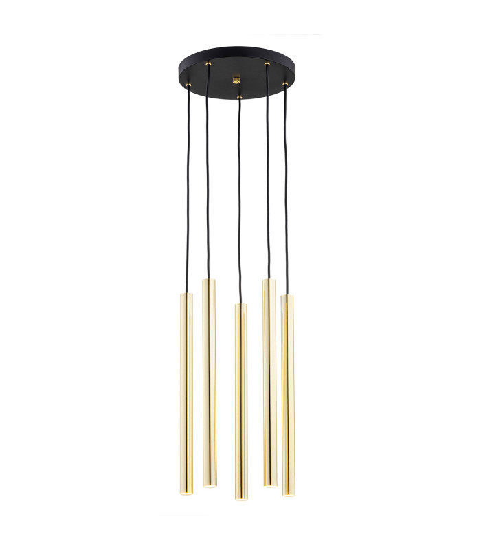 Sicilia Plus Cluster Pendant Ceiling 5 Light Brass Steel Black Structure-1