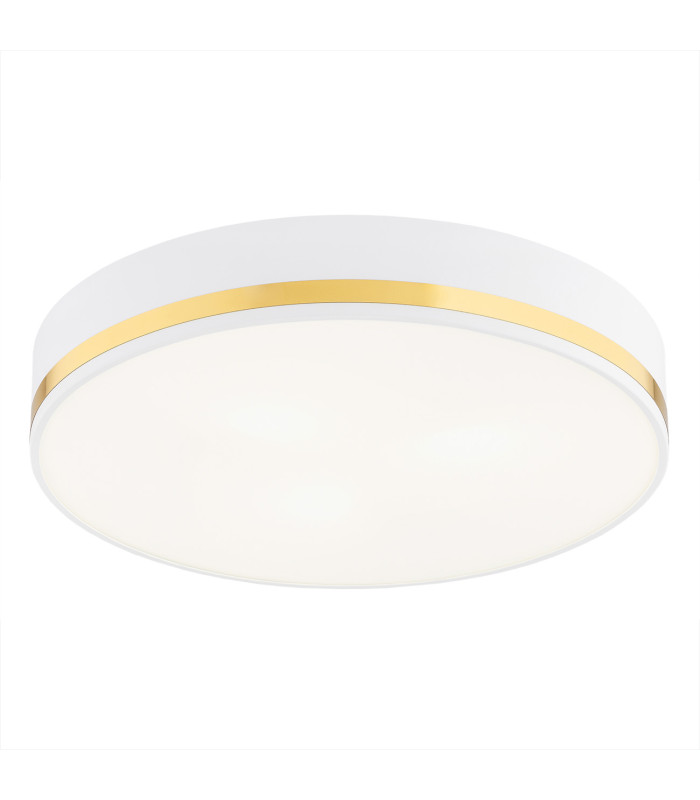 Amore 45cm Flush Ceiling 3 Light White Structure With Gold Strip-1