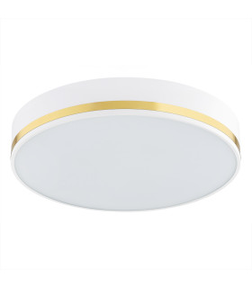 Amore 45cm Flush Ceiling 3 Light White Structure With Gold Strip-2