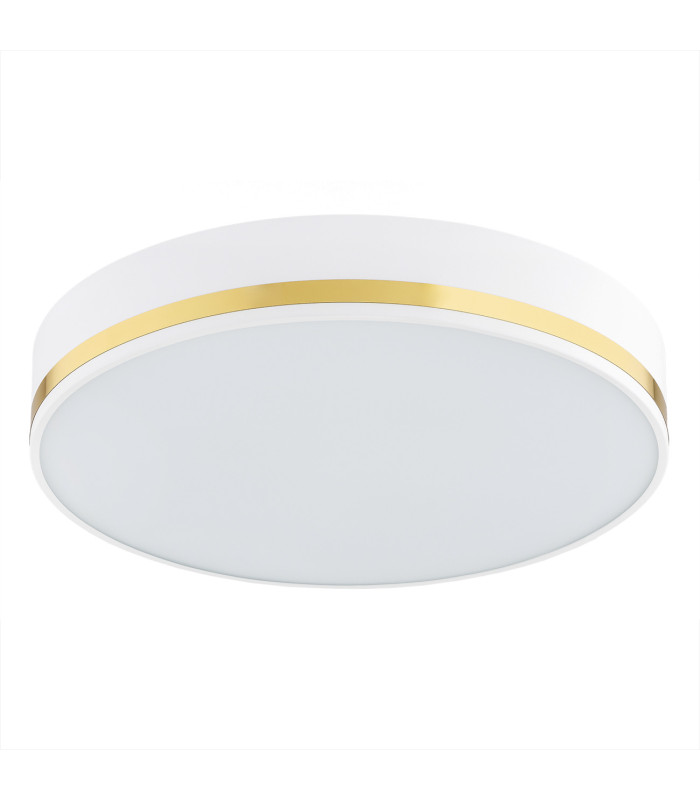 Amore 45cm Flush Ceiling 3 Light White Structure With Gold Strip-2