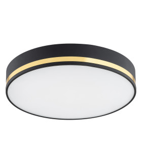 Amore 25cm Flush Ceiling 2 Light Black Structure With Gold Strip-2