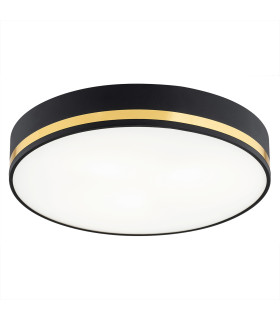 Amore 45cm Flush Ceiling 3 Light Black Structure With Gold Strip-1