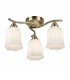 3 Light Semi Flush Multi Arm Ceiling Light Antique Brass, Opal Glass, E14 - 1