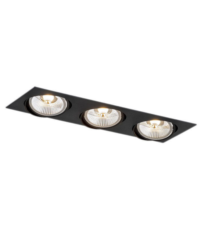Olimp Plus GU10 Triple Recessed Downlight Black Structure-1