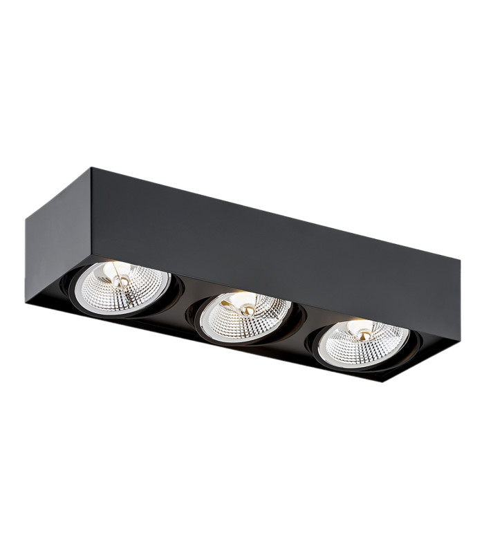 Rodos Plus GU10 Triple Surface Mounted Downlight Black Structure-1