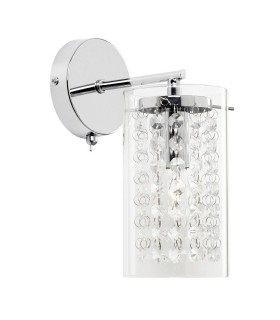 1 Light Wall Light Chrome with Clear Glass Shade Drops, E14 - 1