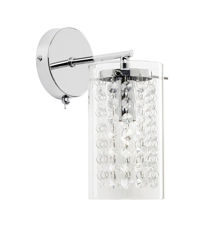 1 Light Wall Light Chrome with Clear Glass Shade Drops, E14 - 1